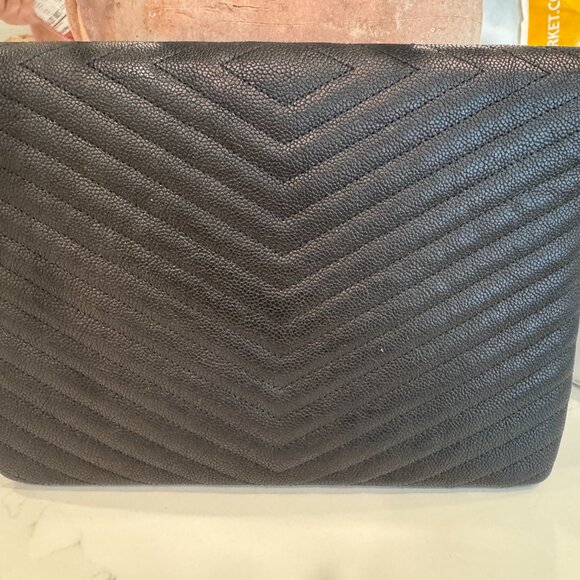Chanel Chevron Caviar Calfskin Clutch Envelope Bag Pouch - Picture 12 of 13